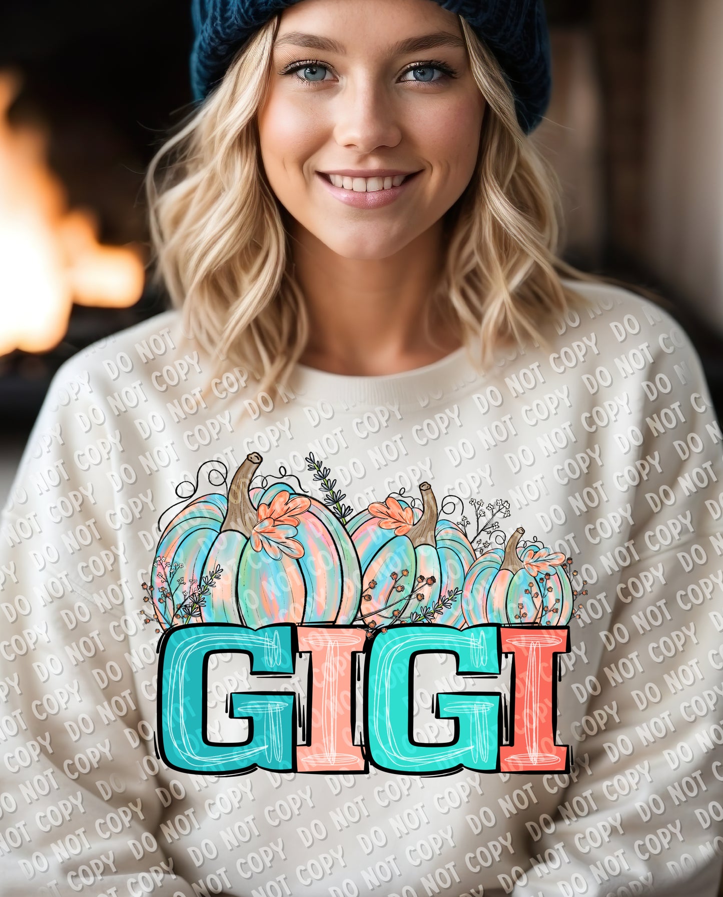 17-39 Gigi - Teal & Orange Pumpkins Tee