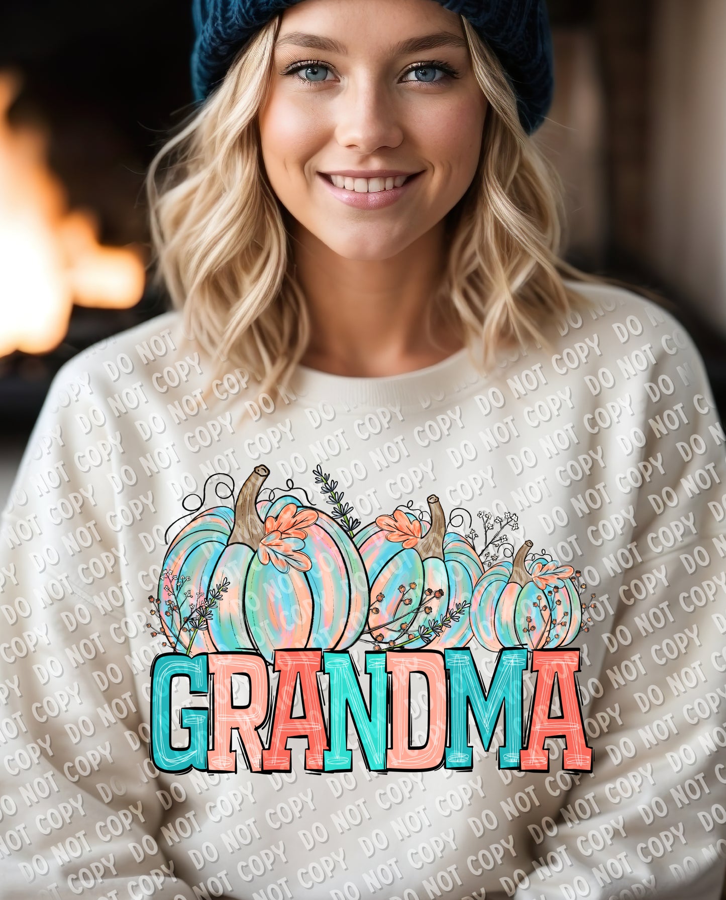 17-40 Grandma - Teal & Orange Pumpkins Tee