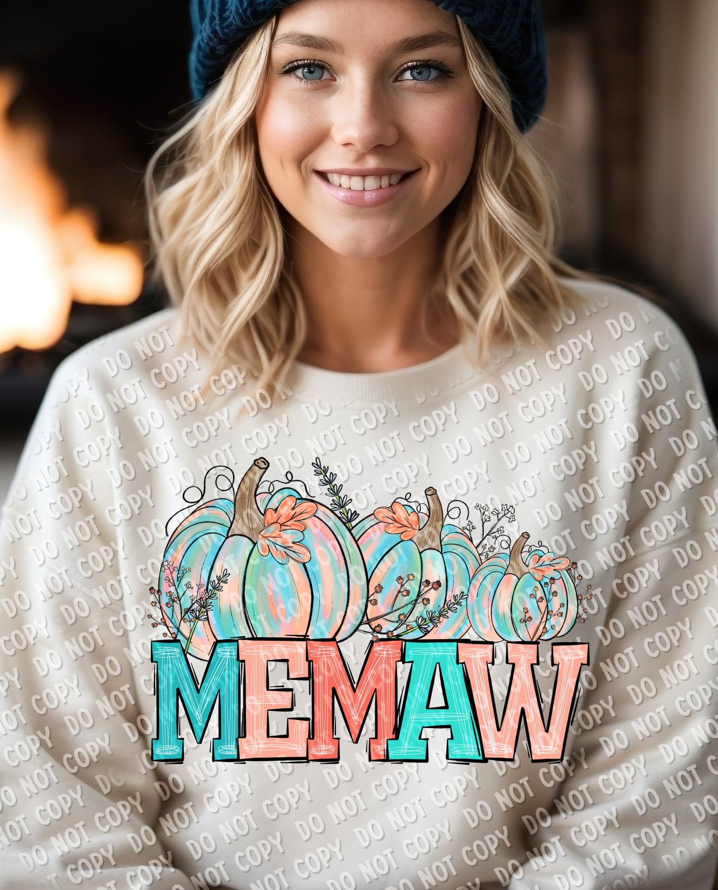 17-41 Memaw - Teal & Orange Pumpkins Tee