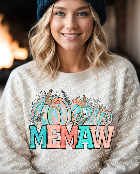 17-41 Memaw - Teal & Orange Pumpkins Tee