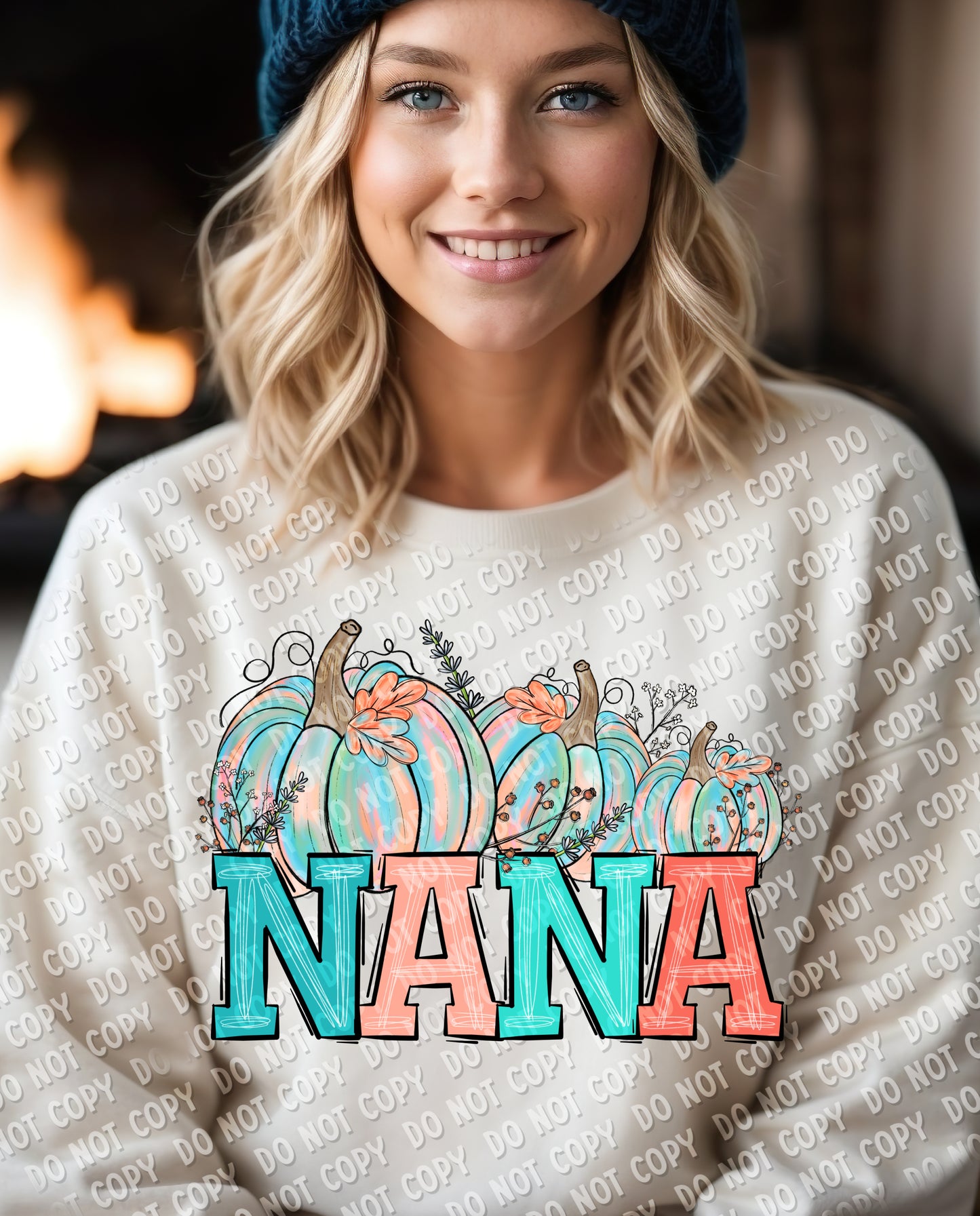 17-43 Nana - Teal & Orange Pumpkins Tee