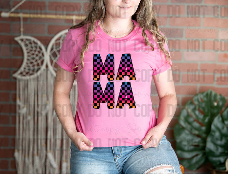 18-16 Mama Checkered Completed Tee