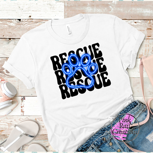 19-01a rescue neon paw blue Completed Tee