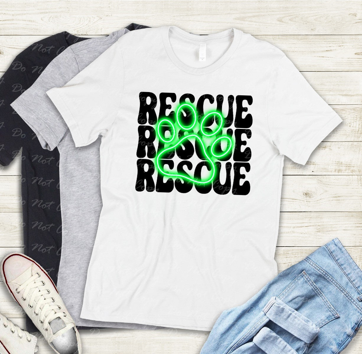 19-01b rescue neon paw green Tee