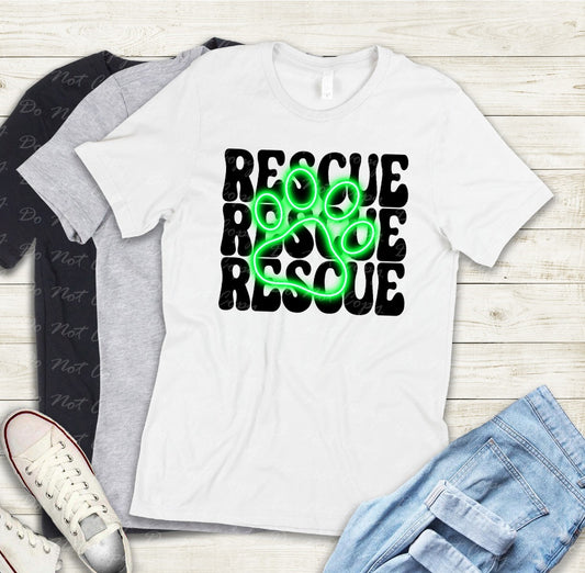 19-01b rescue neon paw green Tee