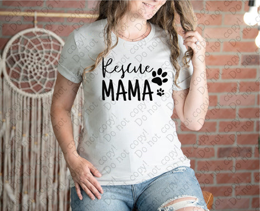 19-08 Rescue Mama with two paw prints tee