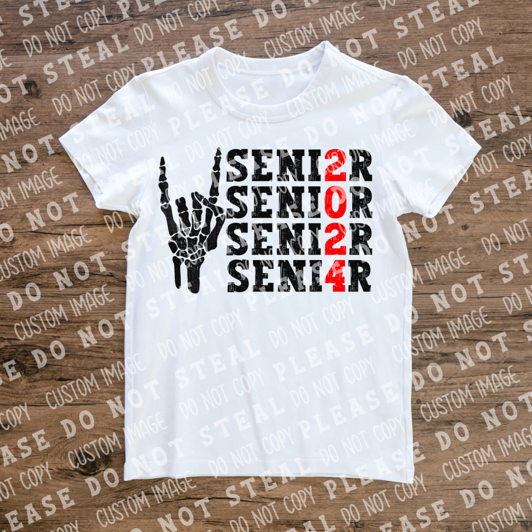 22-16 Senior 2024 Skeleton Hand Completed Tee