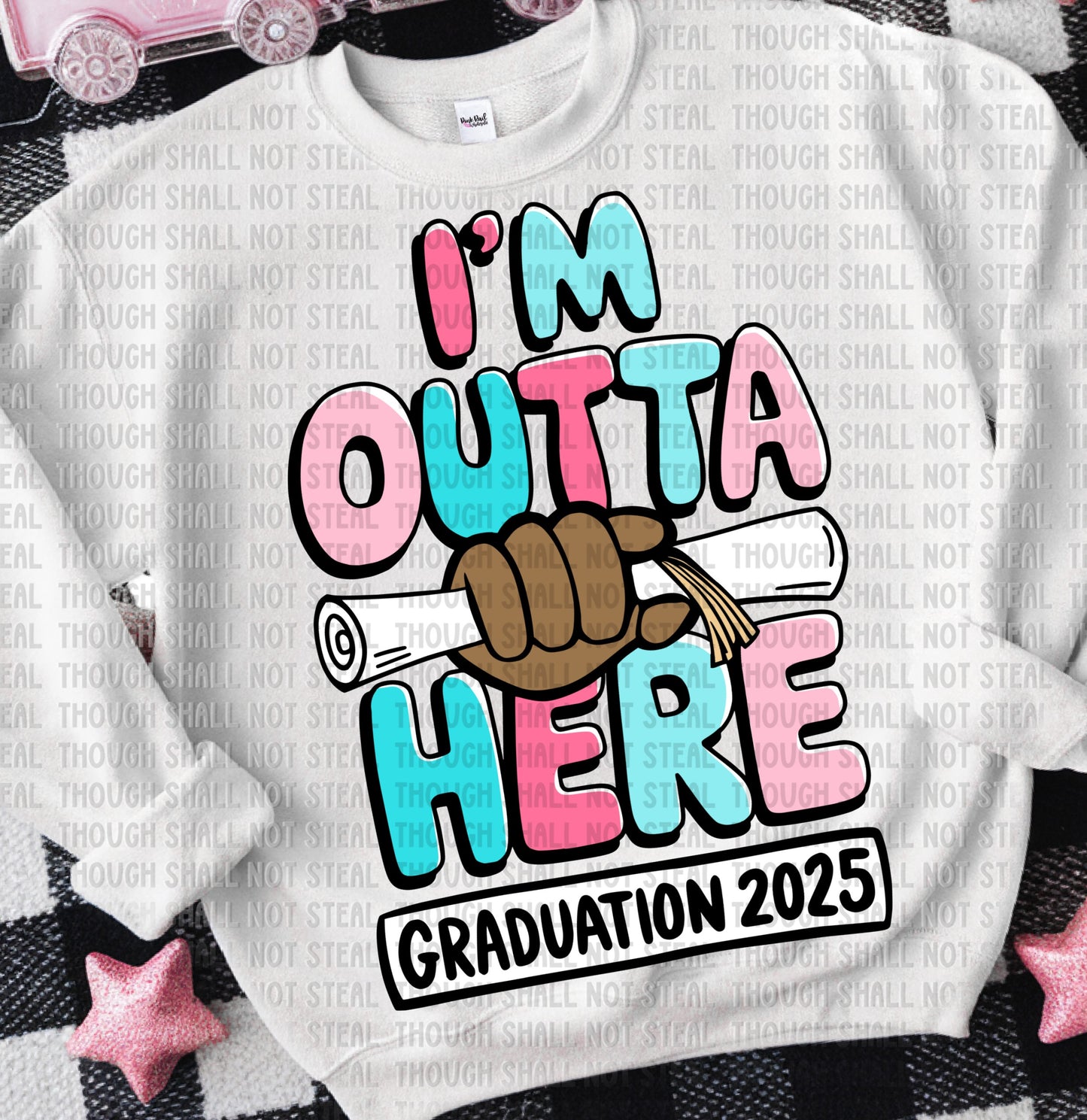 22-55 A Dark skin - Feminine- I'm Outta Here tee