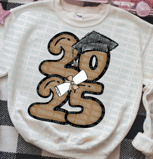 22-57 B 2025 - Bubble Numbers - Brown tee