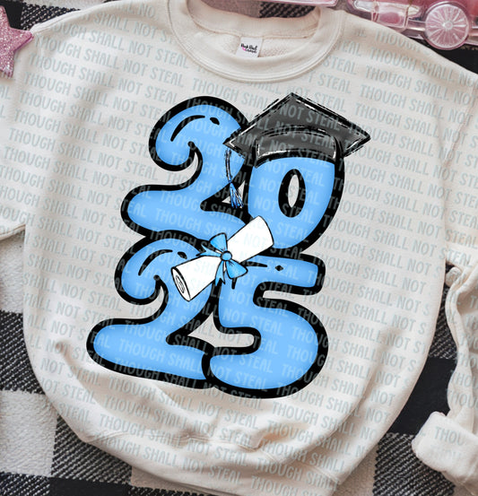 22-57 D 2025 - Bubble Numbers - Light Blue tee