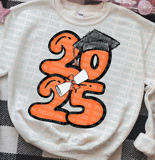 22-57 E 2025 - Bubble Numbers - Orange tee