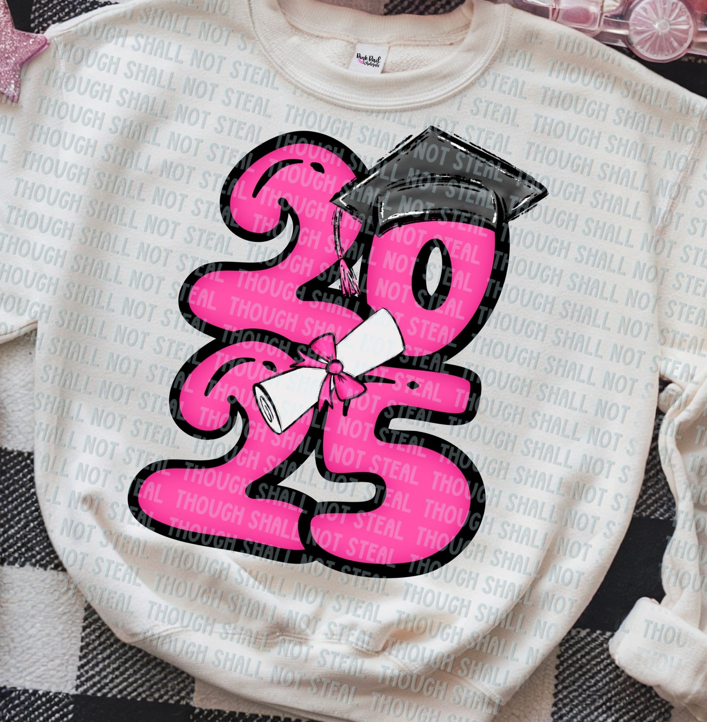 22-57 F 2025 - Bubble Numbers - Pink tee