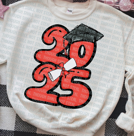 22-57 H 2025 - Bubble Numbers - Red tee