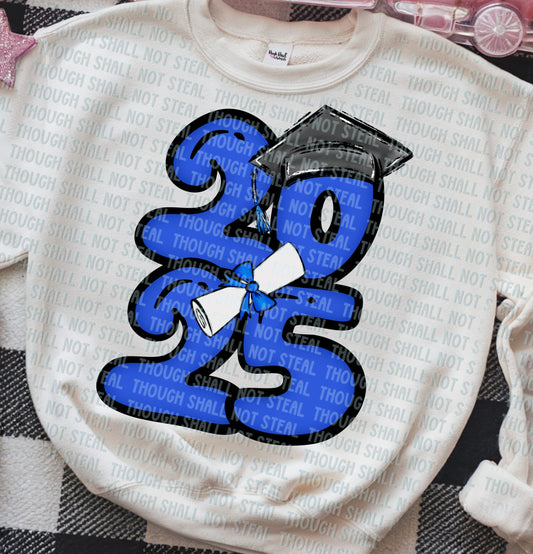 22-57 K 2025 - Bubble Numbers - Royal Blue tee