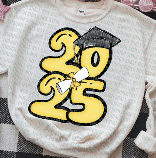 22-57 L 2025 - Bubble Numbers - Yellow tee