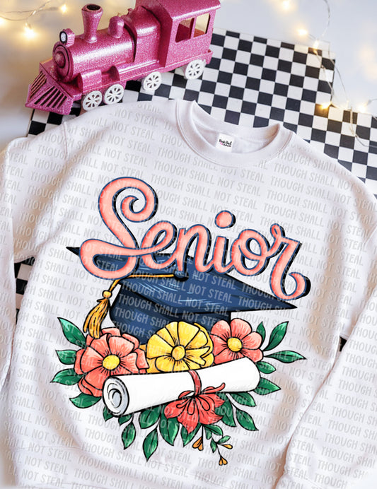 22-60 Senior Floral Grad Cap tee