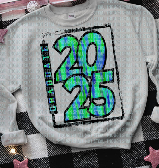 22-63 A brush strokes Green and Blue - Graduate 2025 tee