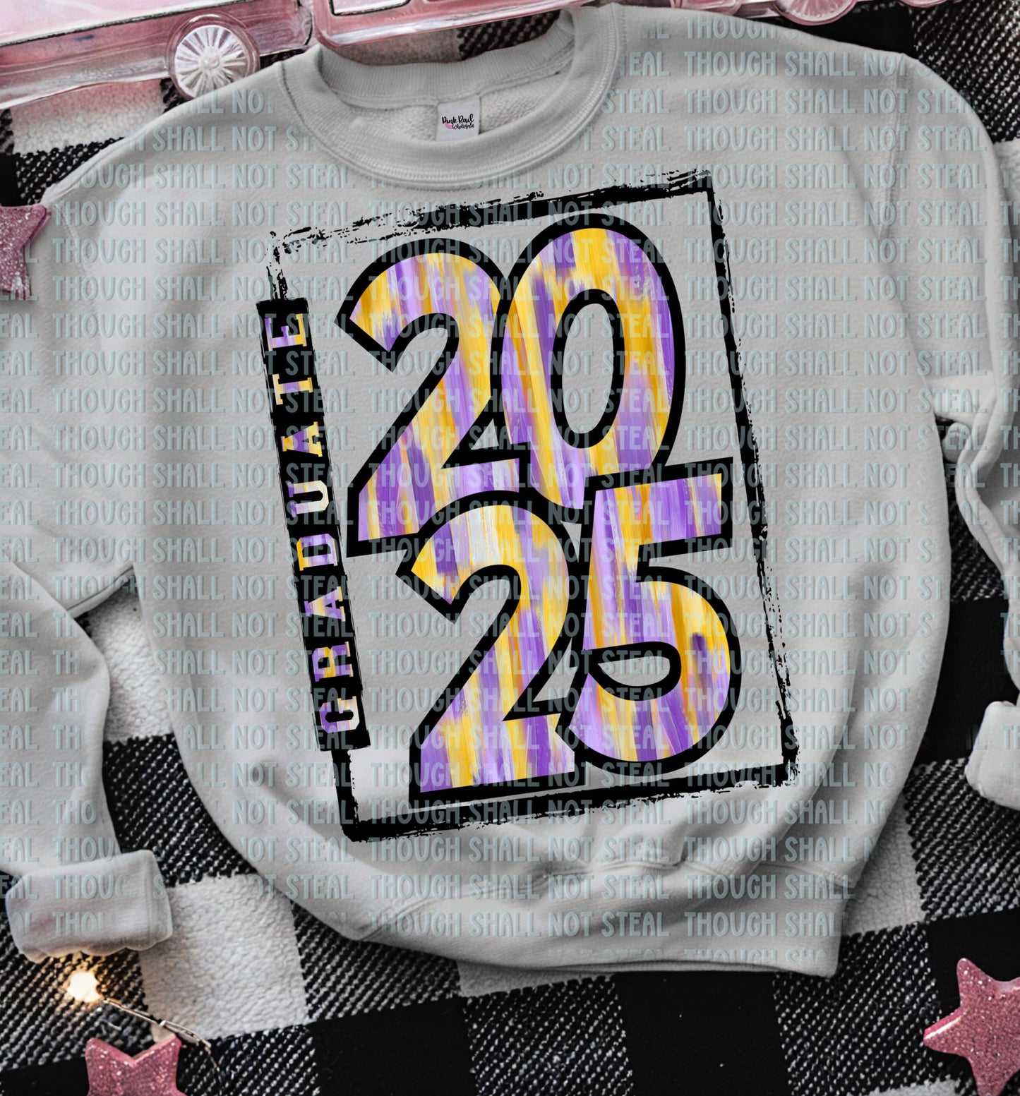 22-63 B brush strokes Purple Gold - Graduate 2025 tee