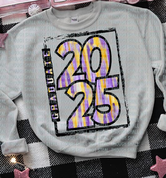 22-63 B brush strokes Purple Gold - Graduate 2025 tee