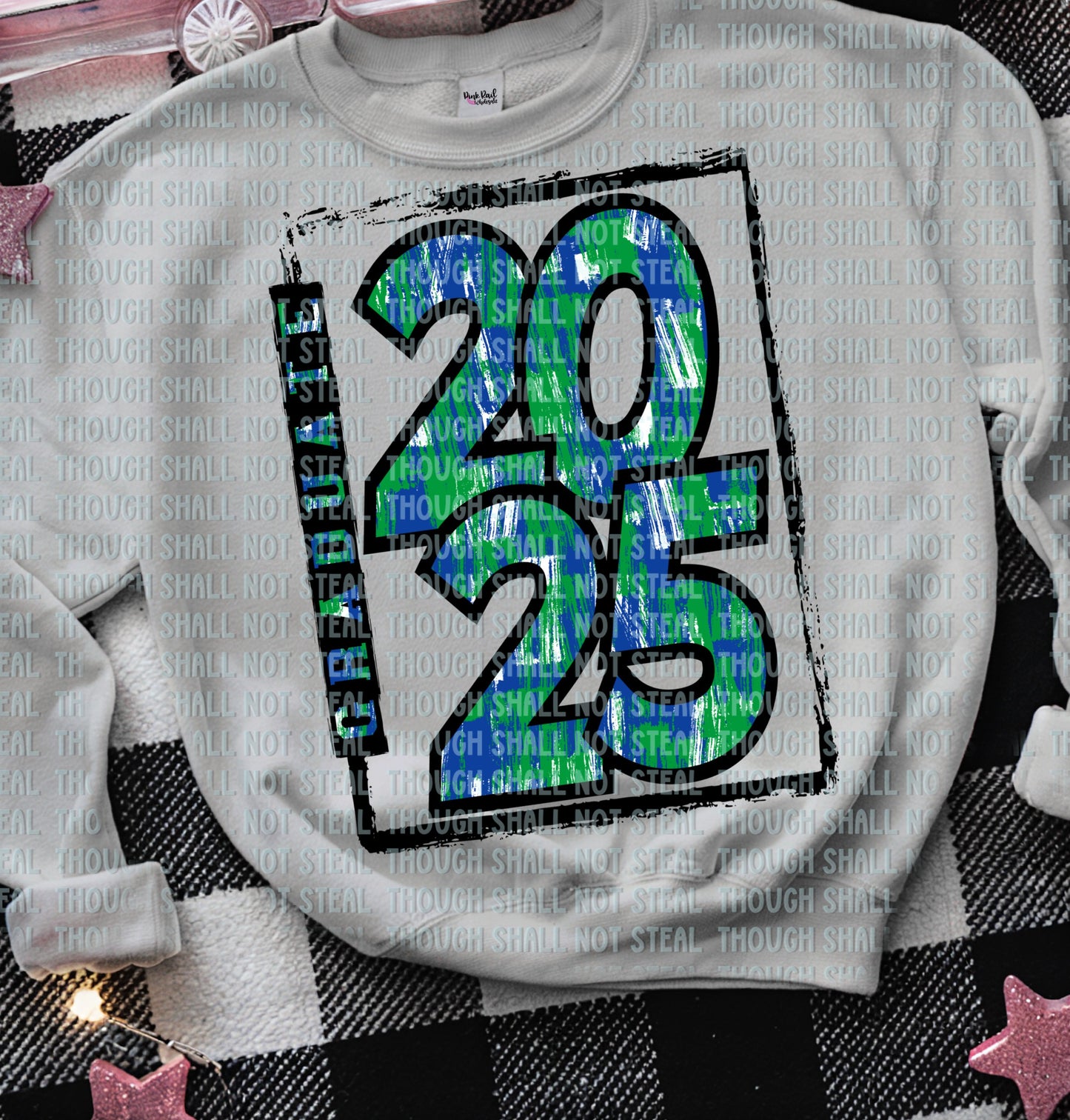 22-63 C brush Strokes -Green and Blue - Graduate 2025 tee
