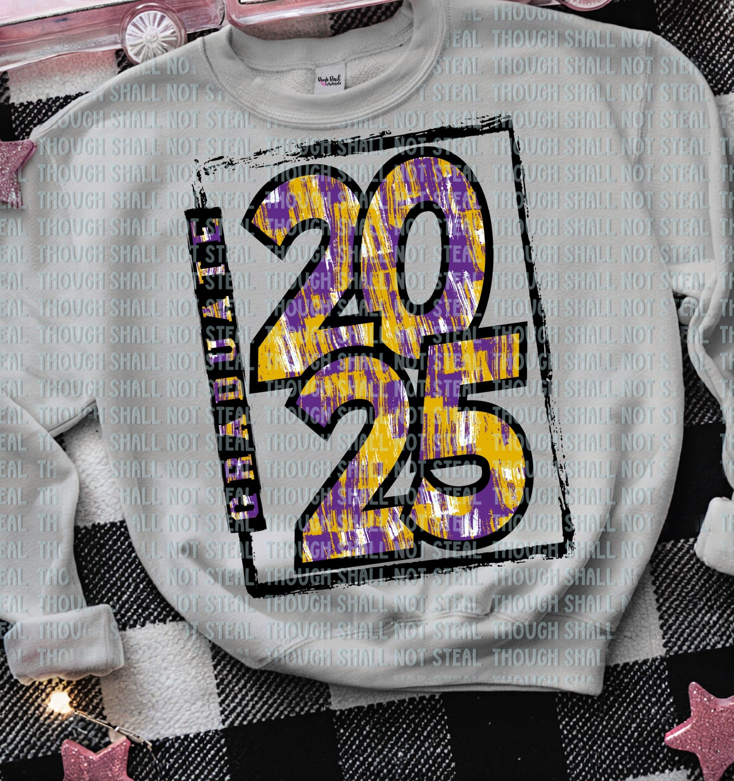 22-63 D brush Strokes -Purple Gold - Graduate 2025 tee