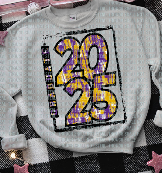 22-63 D brush Strokes -Purple Gold - Graduate 2025 tee