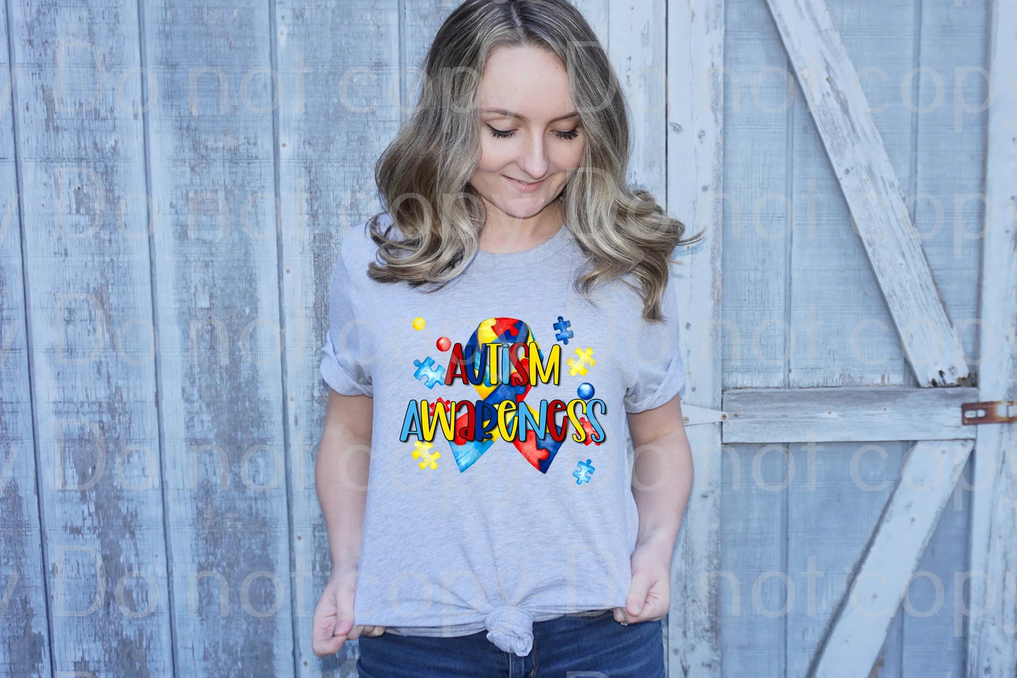 43-05 Autism Awareness ribbon  Completed Tee