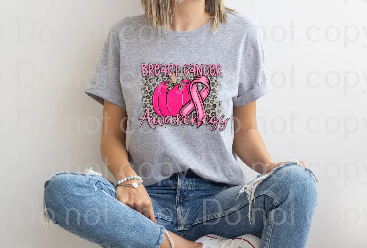 45-09 Breast cancer awareness leopard  Completed Tee