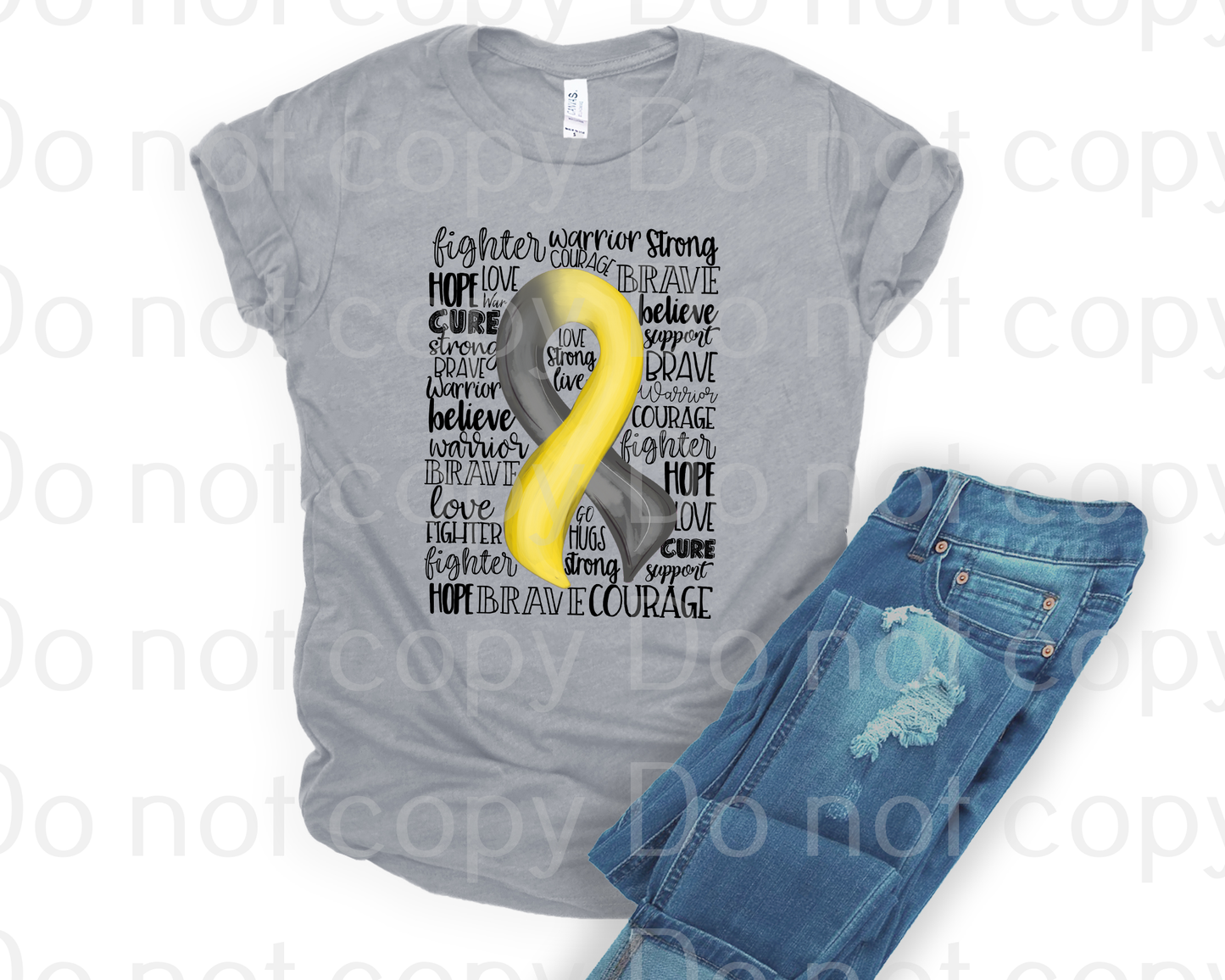 26-11 Yellow And Gray Ribbon Awareness Completed Tee