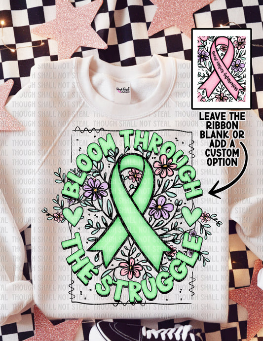 26-144 Bloom Through The Struggle - Green Ribbon Tee