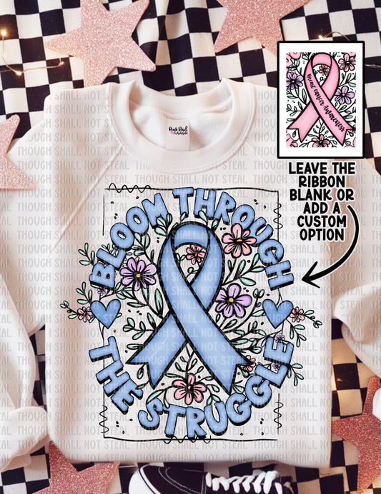 26-145 Bloom Through The Struggle - Light Blue Ribbon Tee