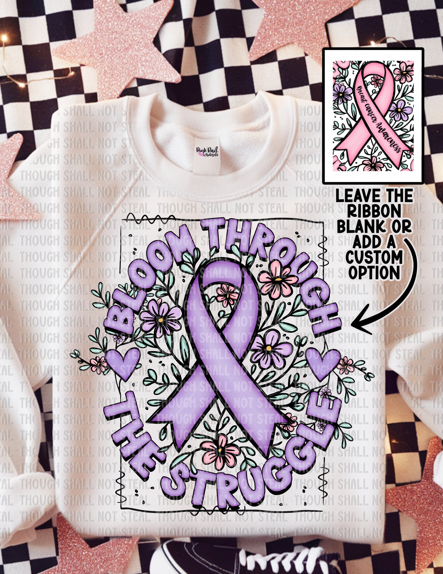 26-147 Bloom Through The Struggle - Purple  Ribbon Tee