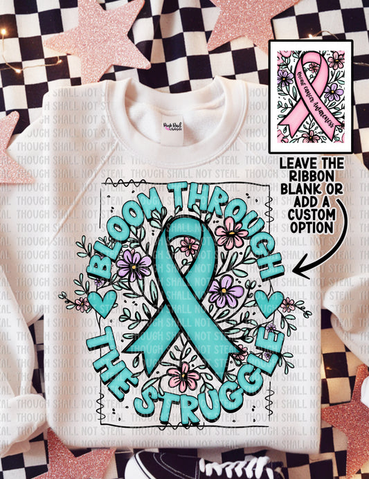 26-150 Bloom Through The Struggle - Teal Ribbon Tee