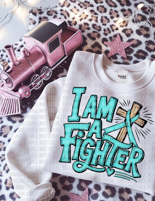 26-159 Teal - I Am A Fighter Tee
