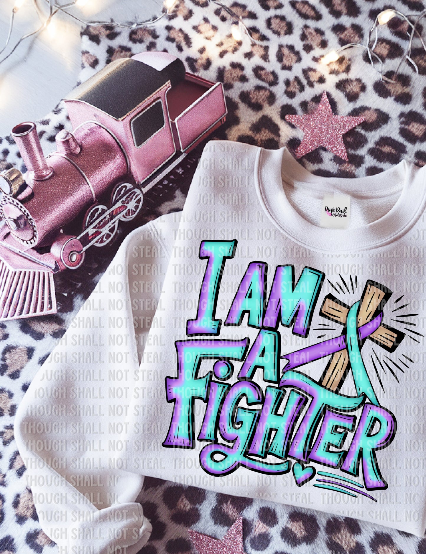 26-160 Teal and Purple - I Am A Fighter Tee