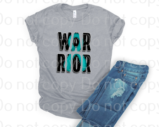 26-19 Warrior With Teal Ribbon Completed Tee