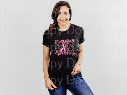 45-30 breast cancer awareness leopard pink ribbon Completed Tee