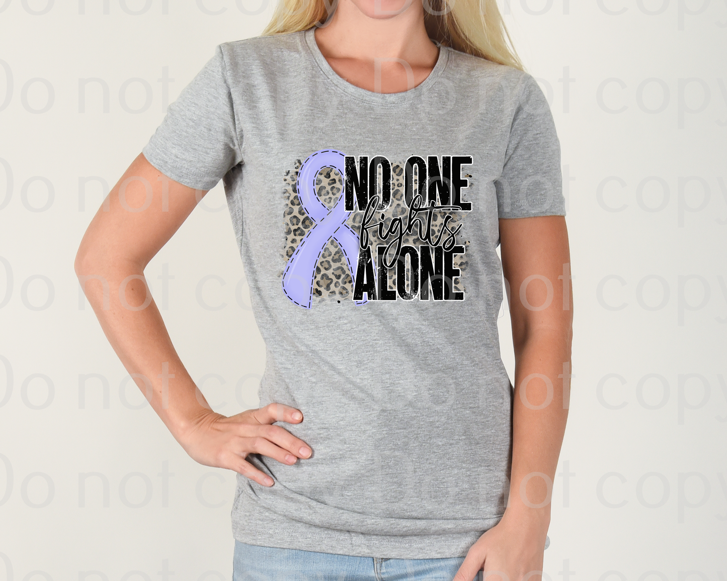 26-57 No One Fights Alone Leopard With Ribbon Completed Tee