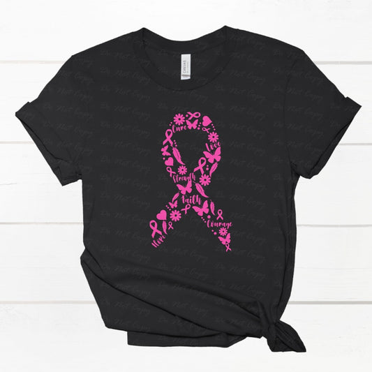 45-88 pink ribbon symbols  Breast Cancer Awareness Completed Tee