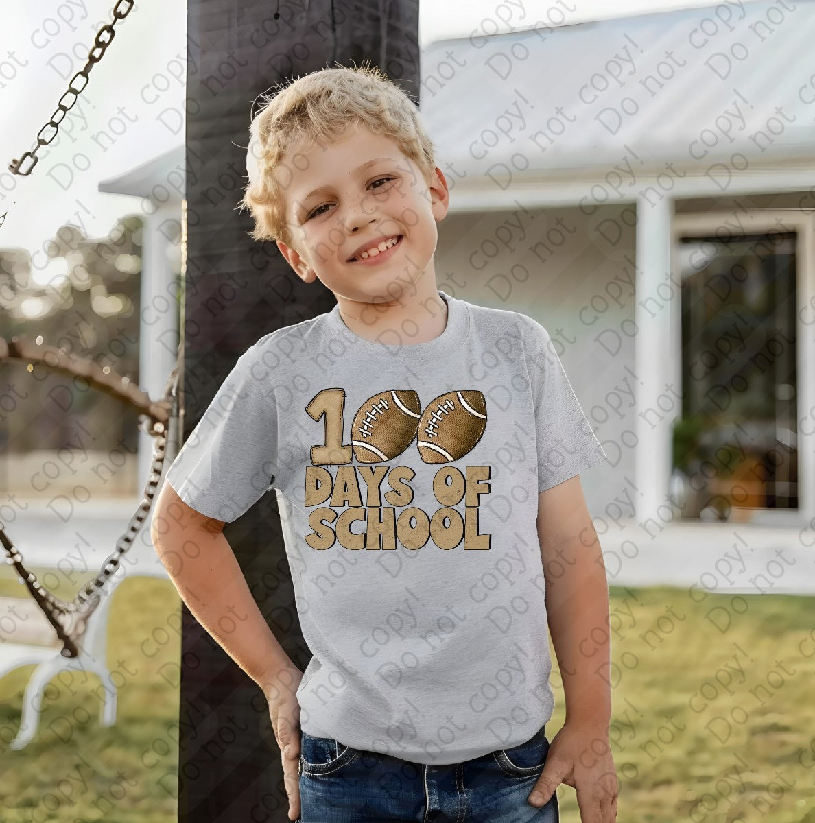27-57 C Football - 100 days of school copy tee