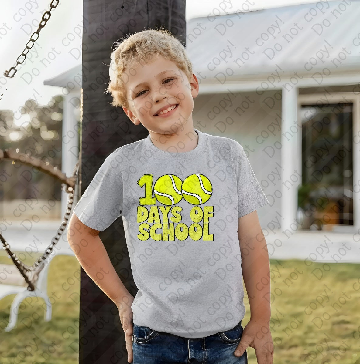 27-57 F Tennis - 100 days of school tee