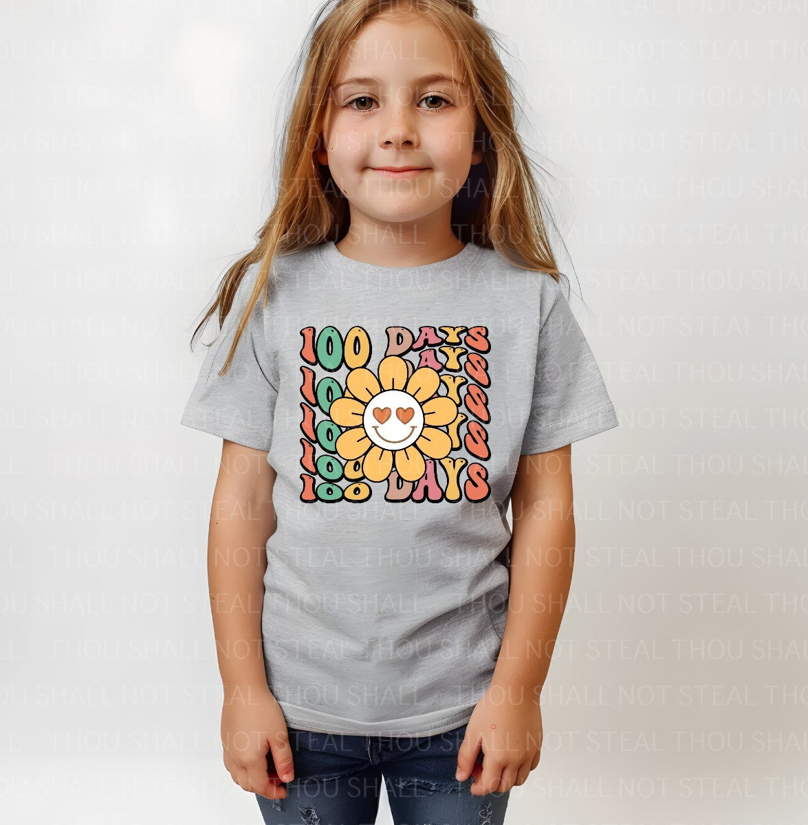 27-76 100 Days Flower Hippie Style Flower Stacked tee