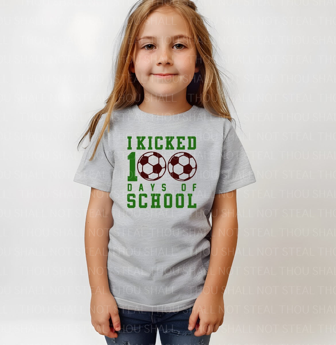 27-77 I Kicked 100 Days of School Soccer tee