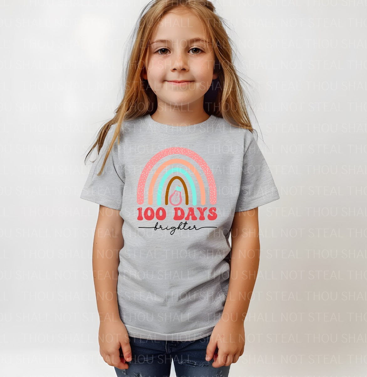 27-78 100 Days Brighter Rainbow Lightbulb tee