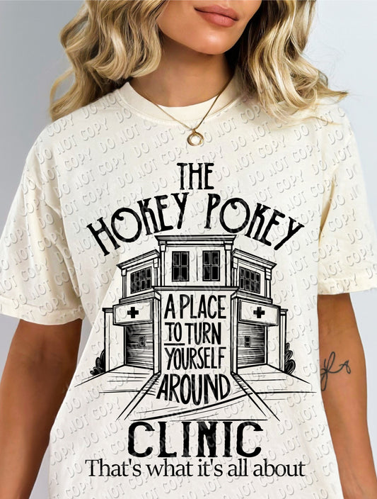 29-24 Hokey Pokey Clinic - Black Completed Tee