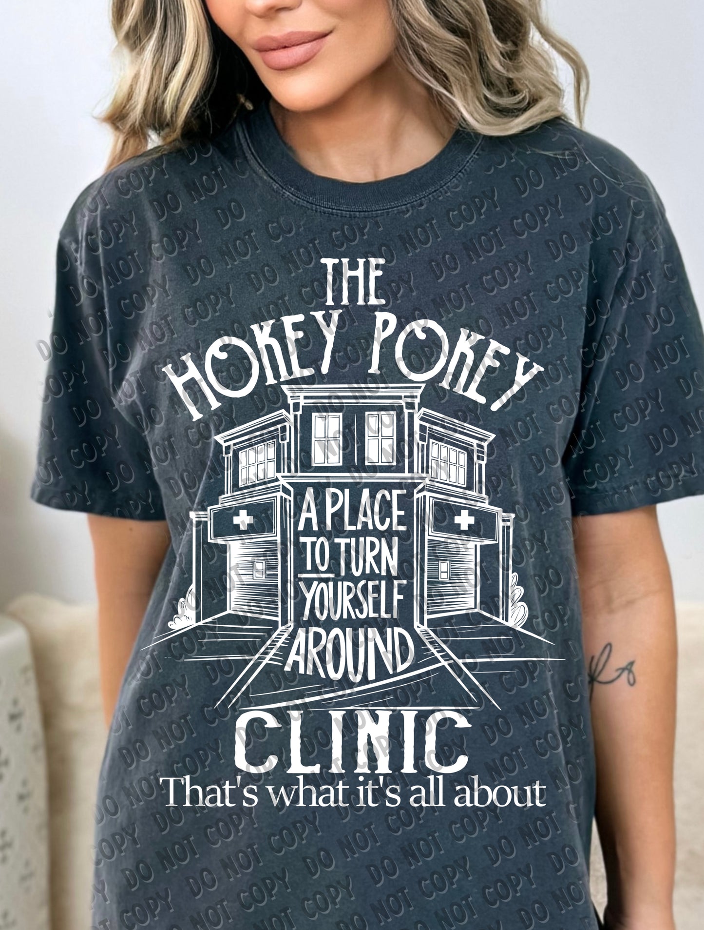 29-25 Hokey Pokey Clinic - White Completed Tee