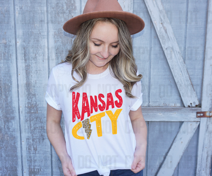 30-11 Kansas City Leopard Bolt Completed Tee