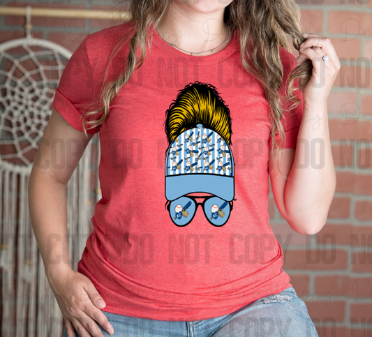 30-214 KC Fan Messy Bun Hat Tee