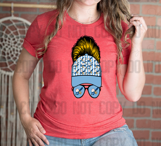 30-214 KC Fan Messy Bun Hat PGB KC Completed Tee