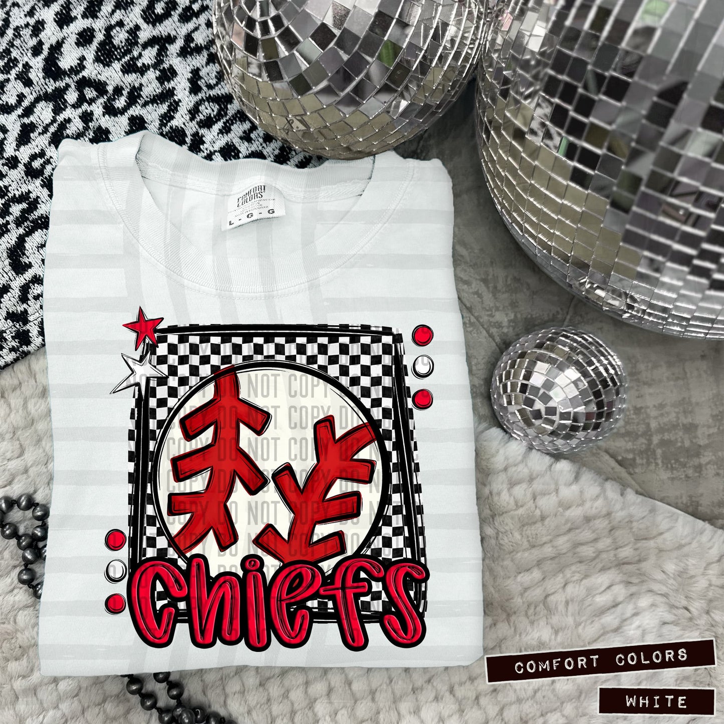 30-379 Chiefs Black & White Checkered tee